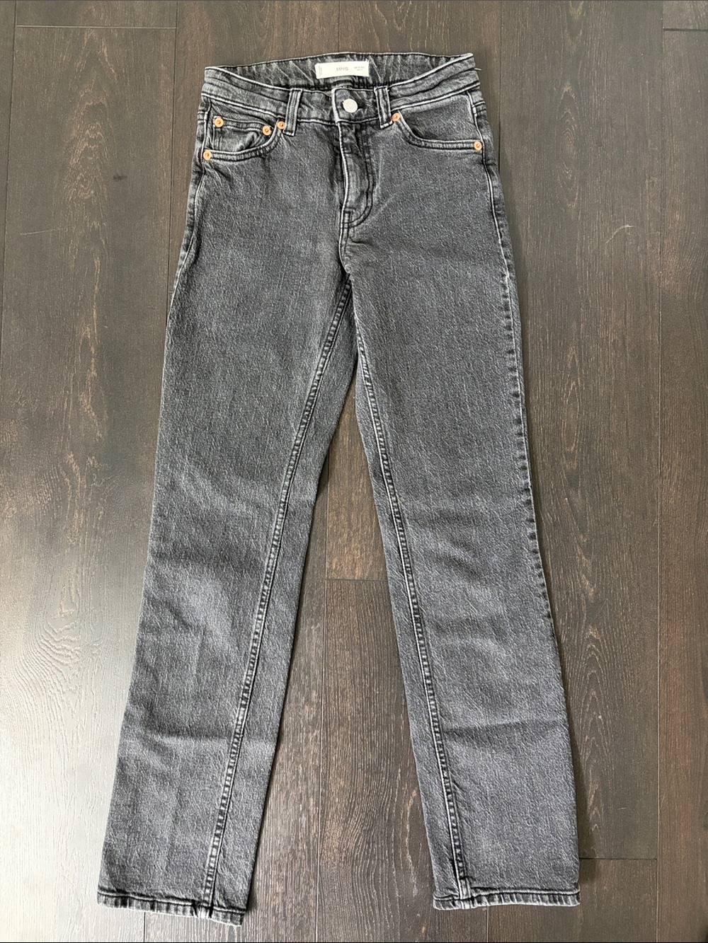Mango Straight-Leg Jeans in Washed Black